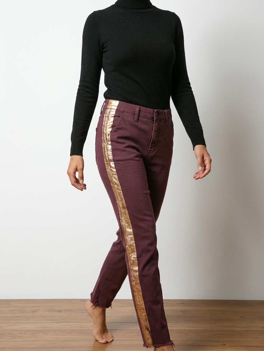 Mother Maroon Rose Denim Brand Patch